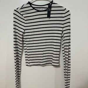 Abercrombie & Fitch cropped long sleeve stripped shirt small NWT